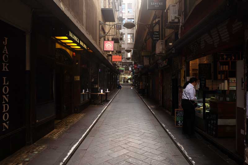 Melbourne lane with stores closed